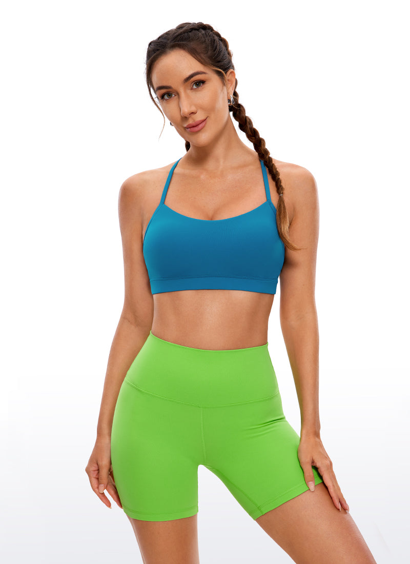 CRZ YOGA Women's Yoga Light Support Butterluxe Sports Bra Y back Super-sonic Blue
