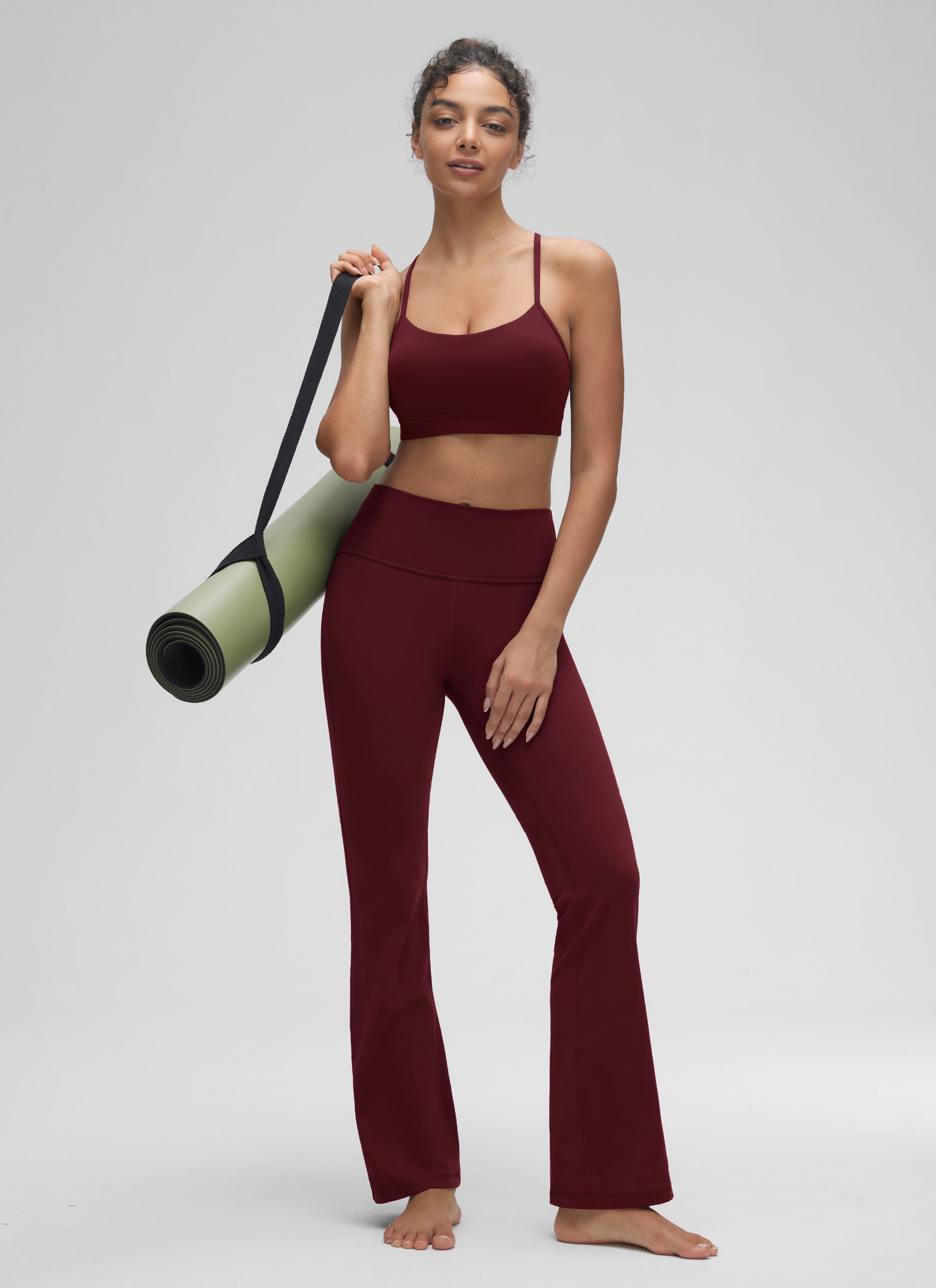 CRZ YOGA 여성용 요가 라이트 서포트 Butterluxe 스포츠 브라 Y 백 레드 메를로