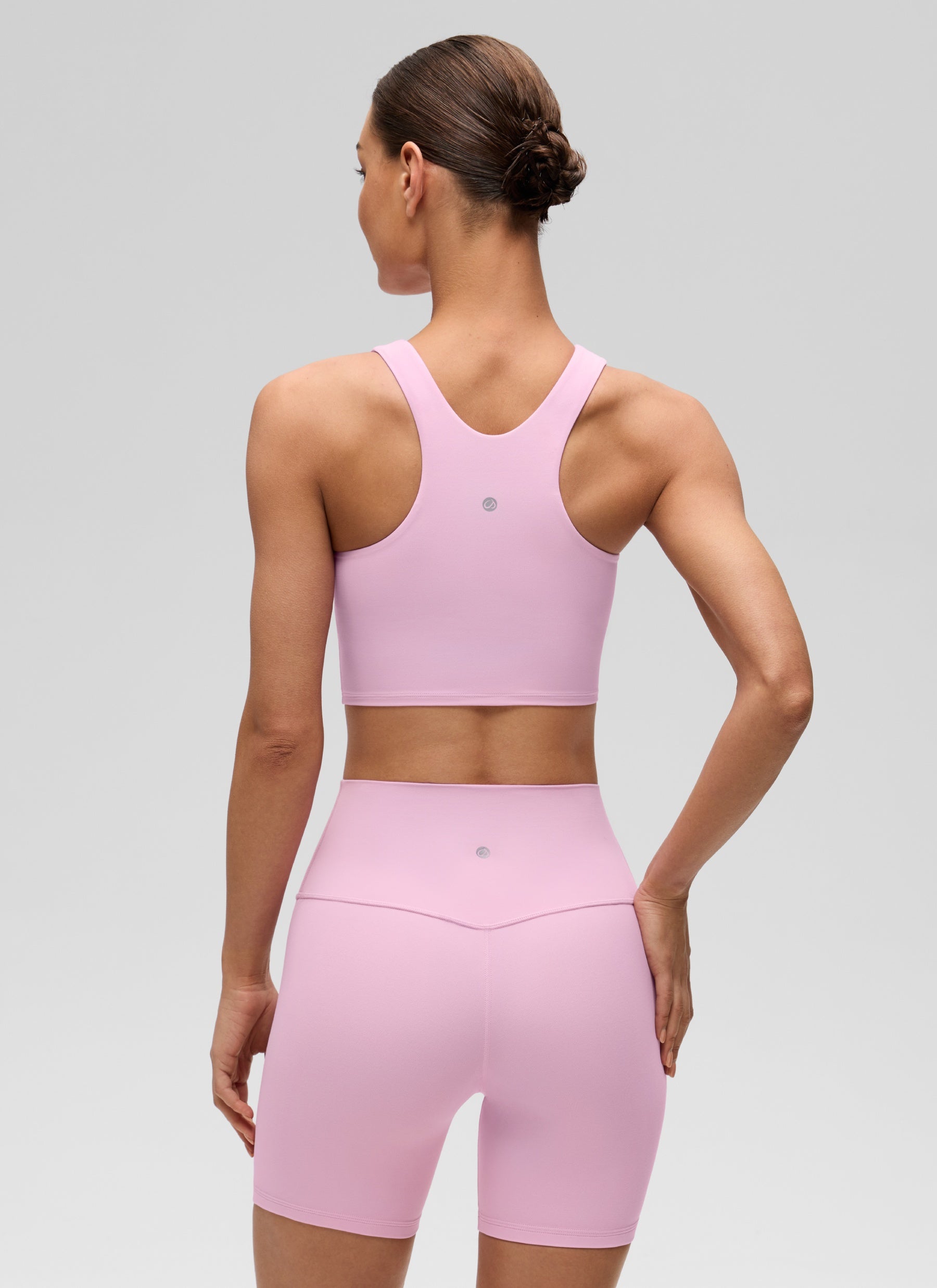 CRZ YOGA  여성용 요가 저지 지지력 낮은 Butterluxe 탱크탑 하이넥 레이서백 비타 핑크