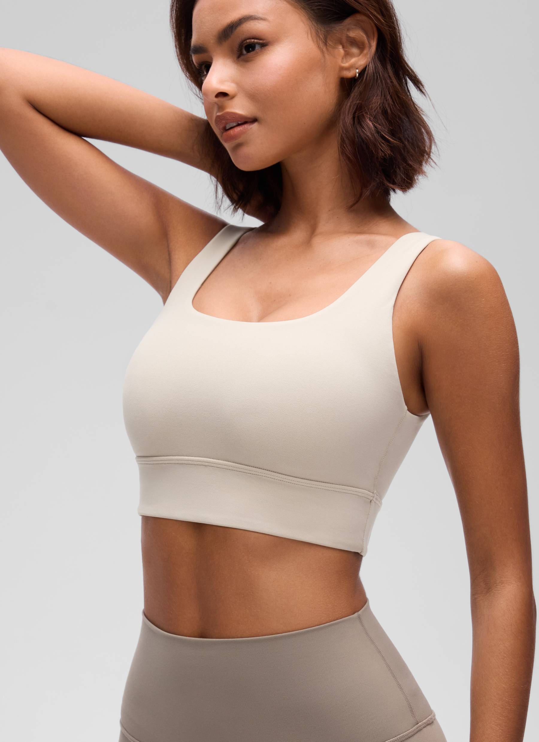 CRZ YOGA Women's Yoga Low Support Butterluxe Sport Bra U Back Longline Mojave Tan