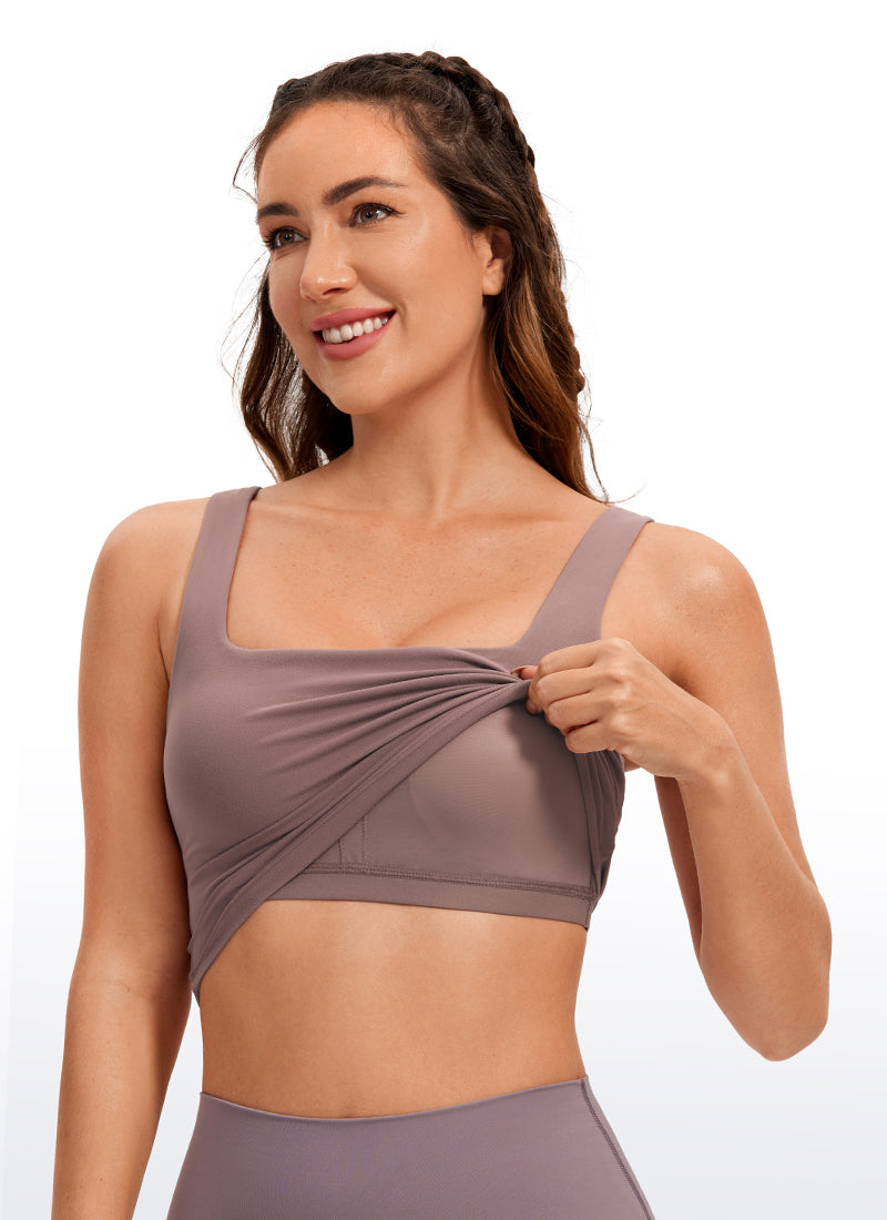 CRZ YOGA 여성용 요가 저충격 Butterluxe 롱라인 브라 스퀘어 넥 모브