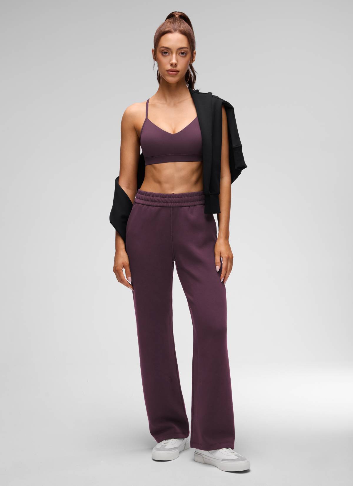 CRZ YOGA Butterluxe Womens V Neck Camisole Yoga Padded Sports Bra Grape Thistle Purple