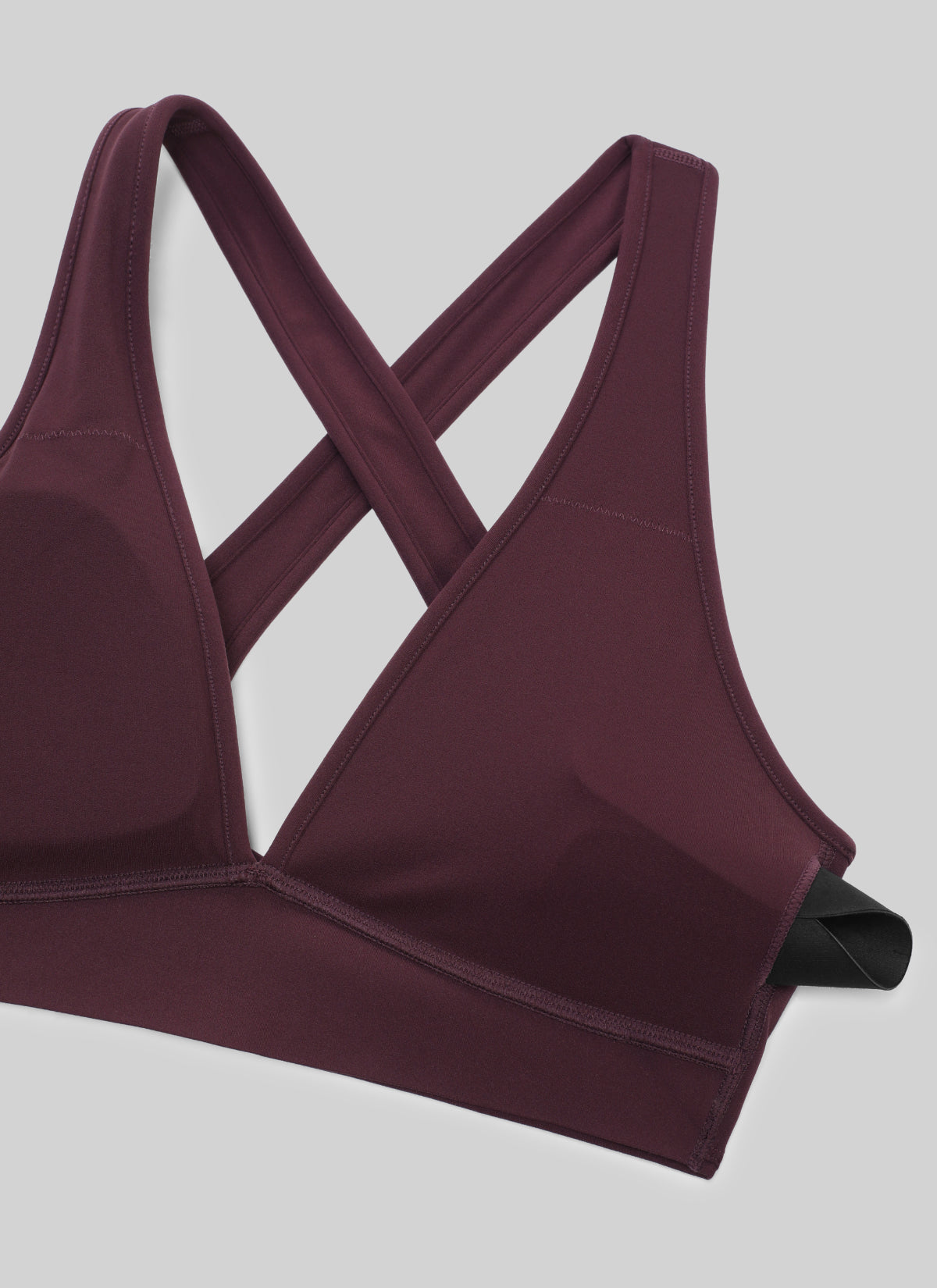 CRZ YOGA Women's Butterlift® Workout Deep V Neck Cross Back Sports Bra Ripe Plum