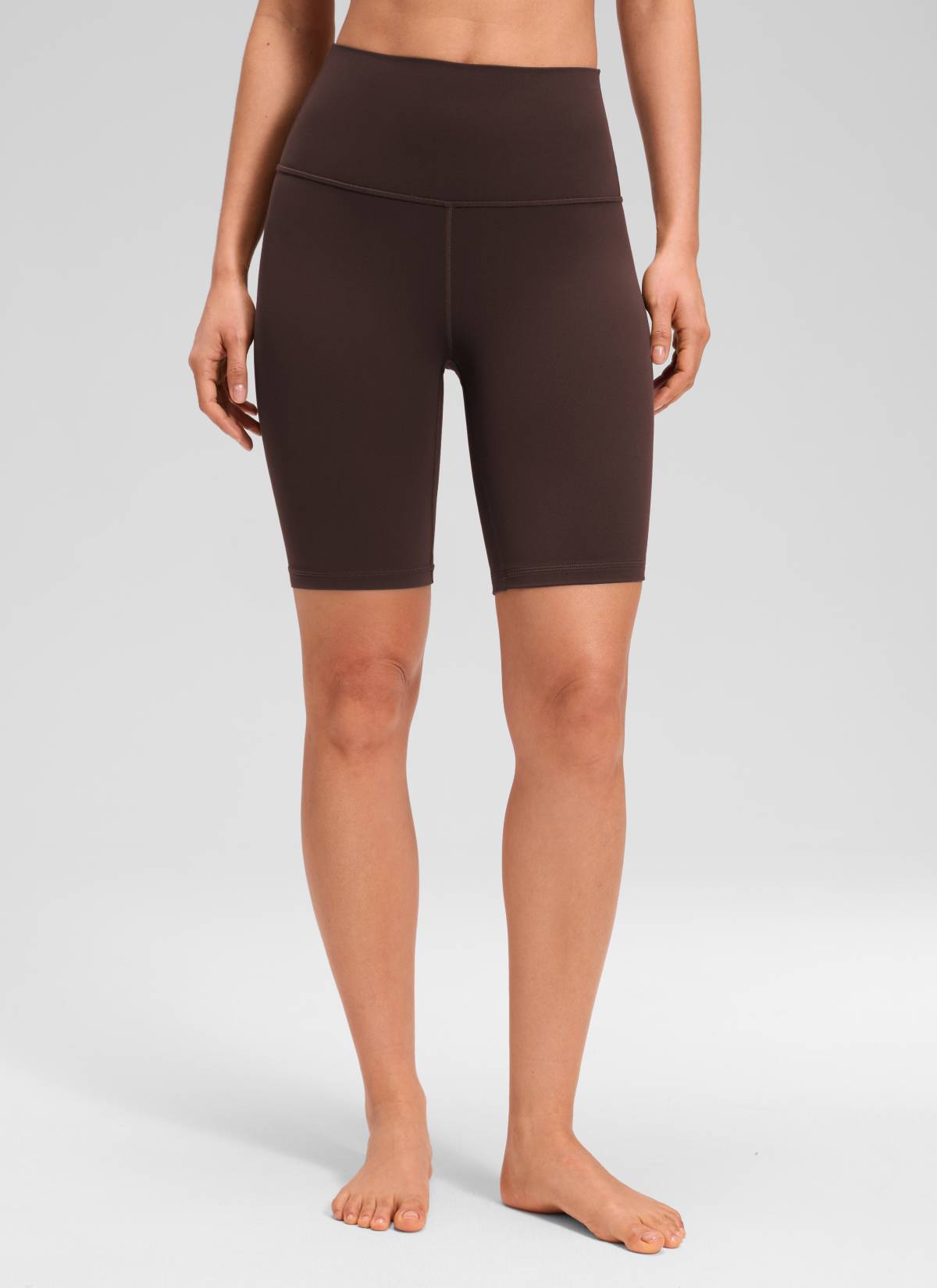 CRZ YOGA Women's Yoga High Rise Butterluxe Long Biker Shorts 8'' Hot Fudge Brown