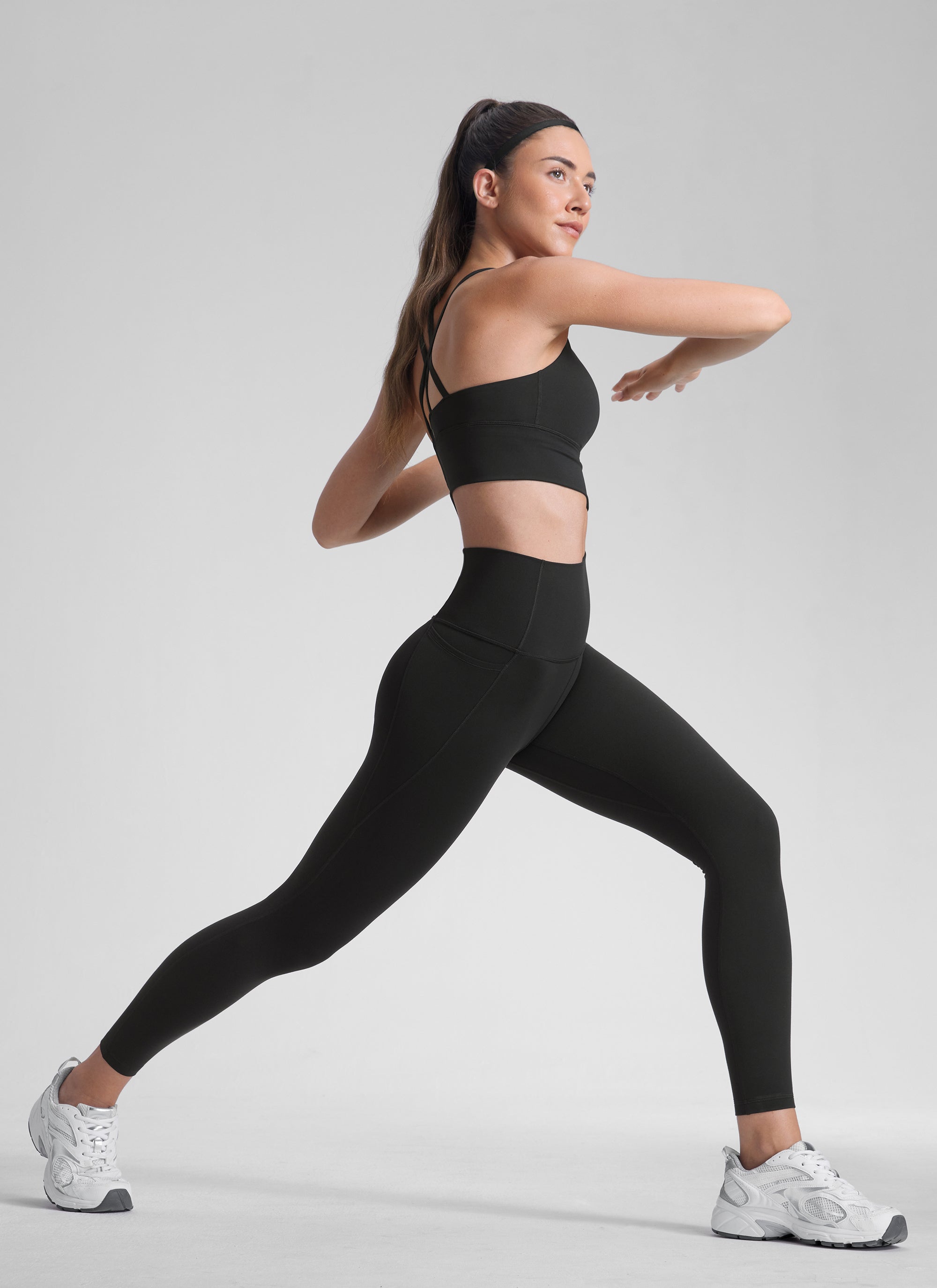 CRZ YOGA 여성용 요가 라운지 하이라이즈 Butterluxe 포켓 레깅스 64cm 블랙
