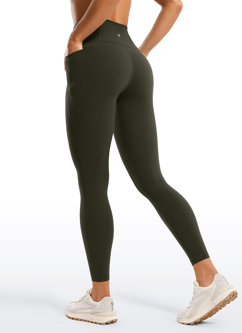 CRZ YOGA 여성용 요가 라운지 하이라이즈 Butterluxe 포켓 레깅스 64cm 올리브 그린