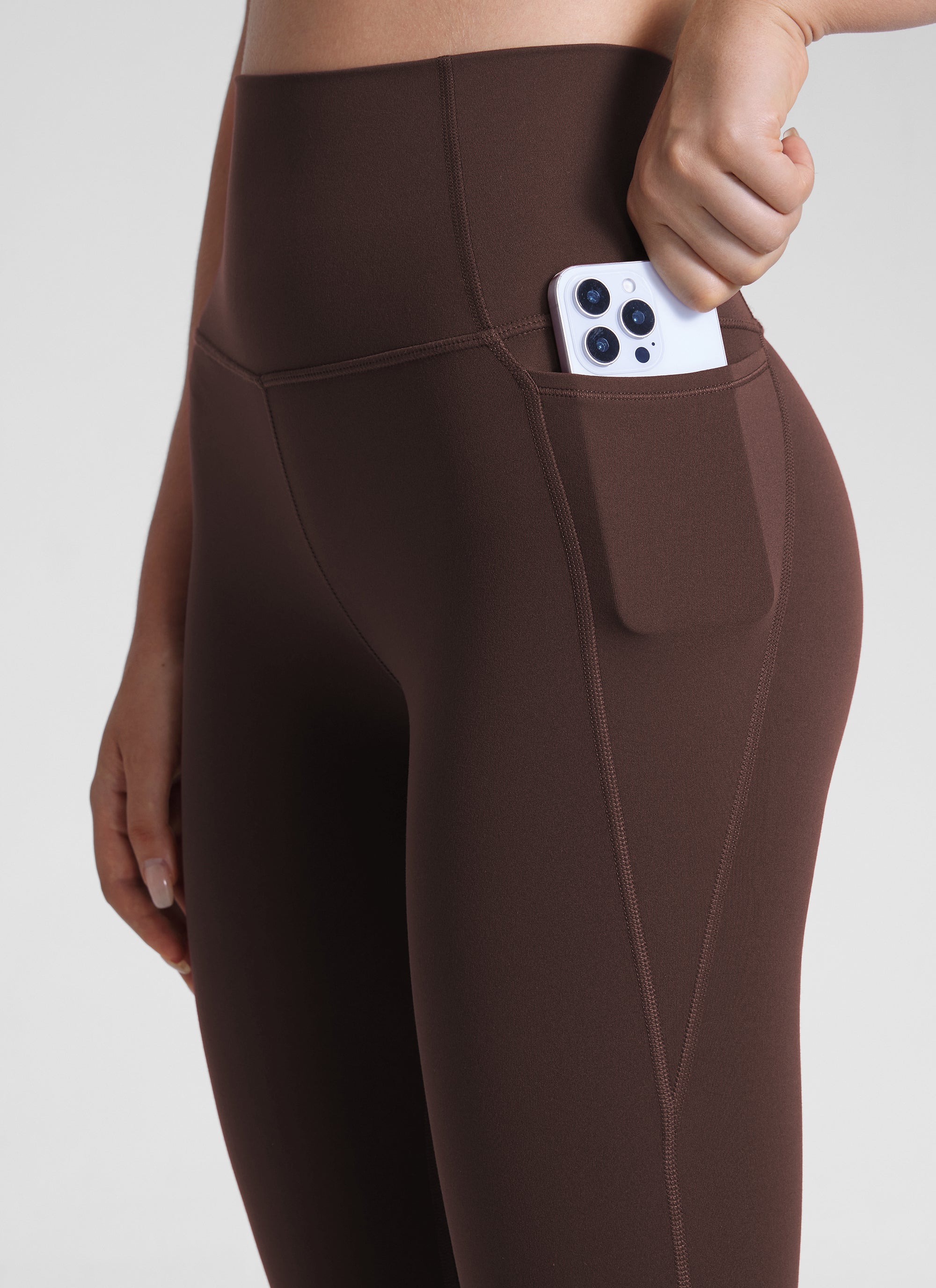 CRZ YOGA 여성용 요가 라운지 하이라이즈 Butterluxe 포켓 레깅스 64cm 핫 퍼지 브라운
