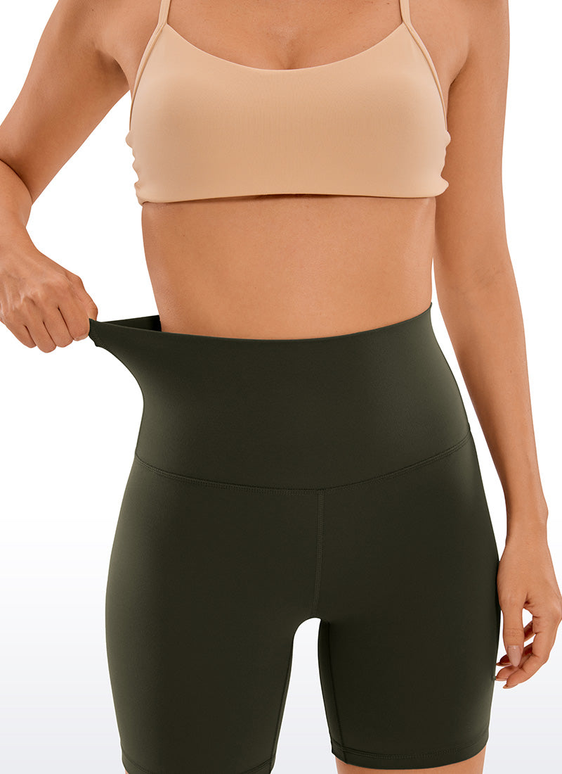 CRZ YOGA Women's Yoga Super High Waist Butterluxe Shorts 6'' Olive Green