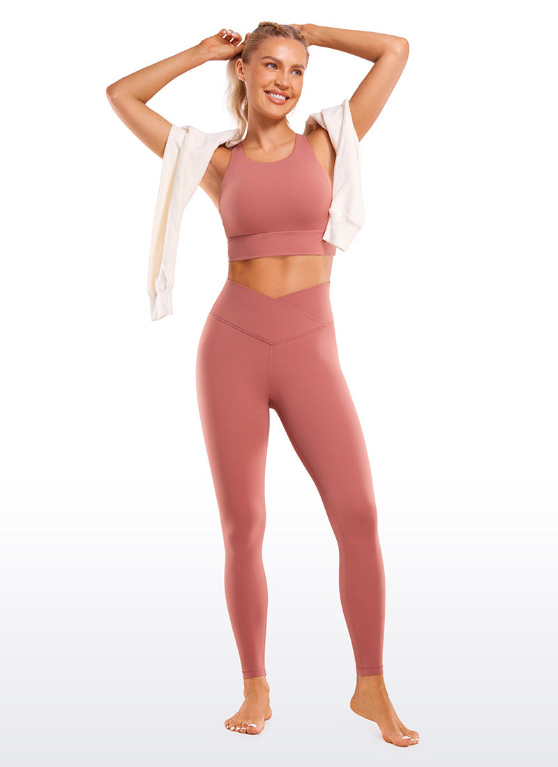 CRZ YOGA 여성용 하이라이즈 Butterluxe 요가 레깅스 71cm 브이 크로스 웨이스트 브라이어 로즈